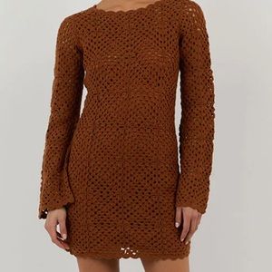 Dissh crochet dress. Brown.